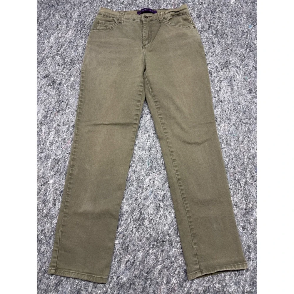 Gloria Vanderbilt Amanda‎ High Rise Tapered Jeans Olive Green Size 6 Short